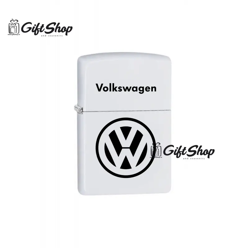 Volkswagen, bricheta metalica gravata laser cu mesaj, model 1v